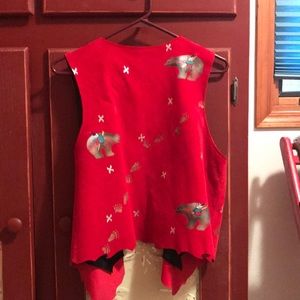 Red Pig Suede Hand Painted Vest